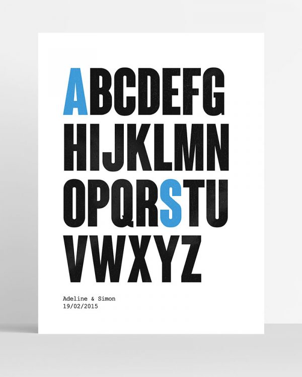 Poster initiales abécédaire personnalisé
