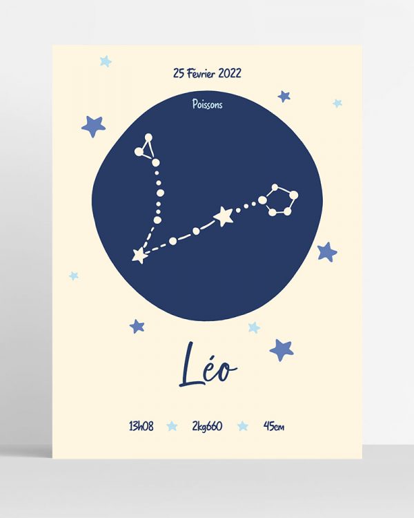 Affiche personnalisée enfant - Astrologie Poissons