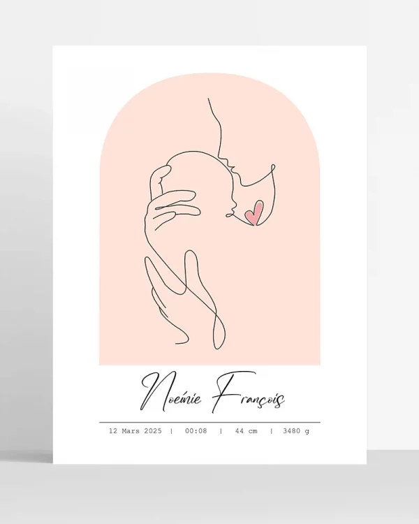 Poster Silhouette Bébé et Maman personnalisé