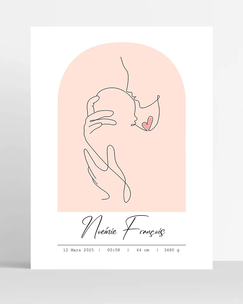poster silhouette bébé maman personnalisé