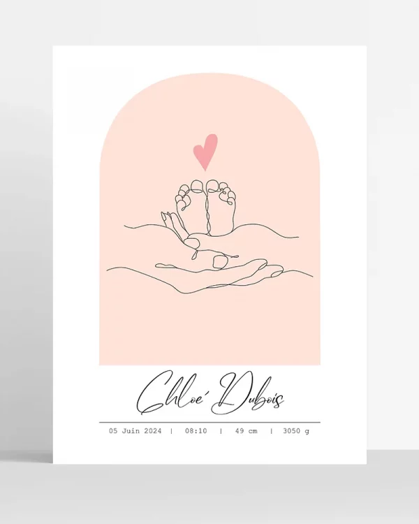 poster silhouette pieds bébé personnalisé