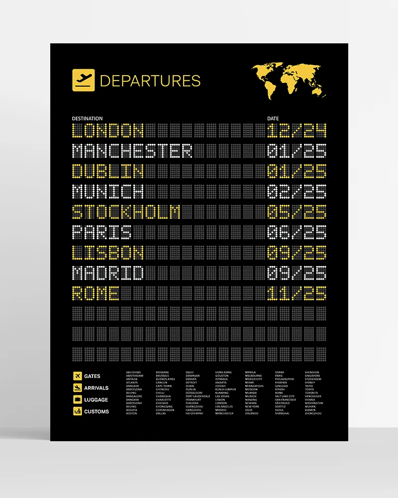 poster travel list personnalisé