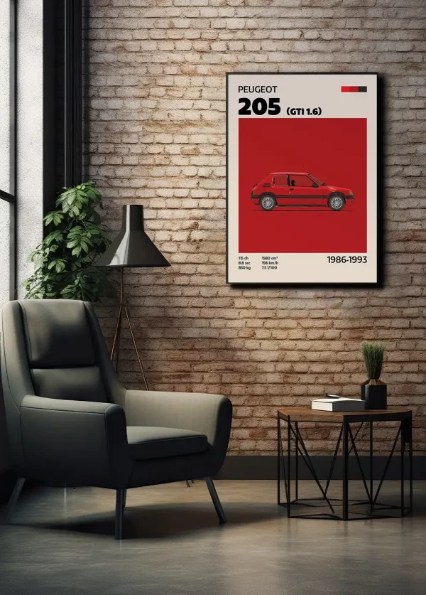 Affiche Youngtimer – 205 GTI Rouge