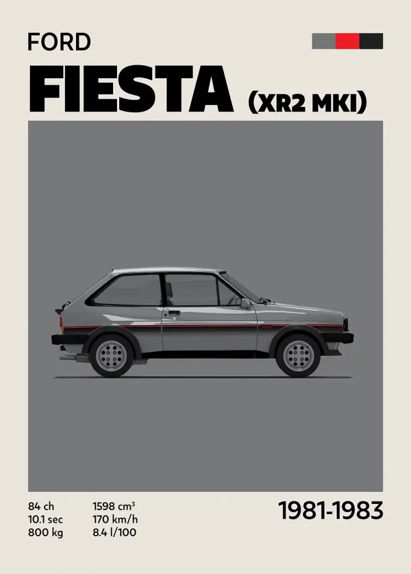 Affiche Youngtimer – Fiesta XR2 MKI grise