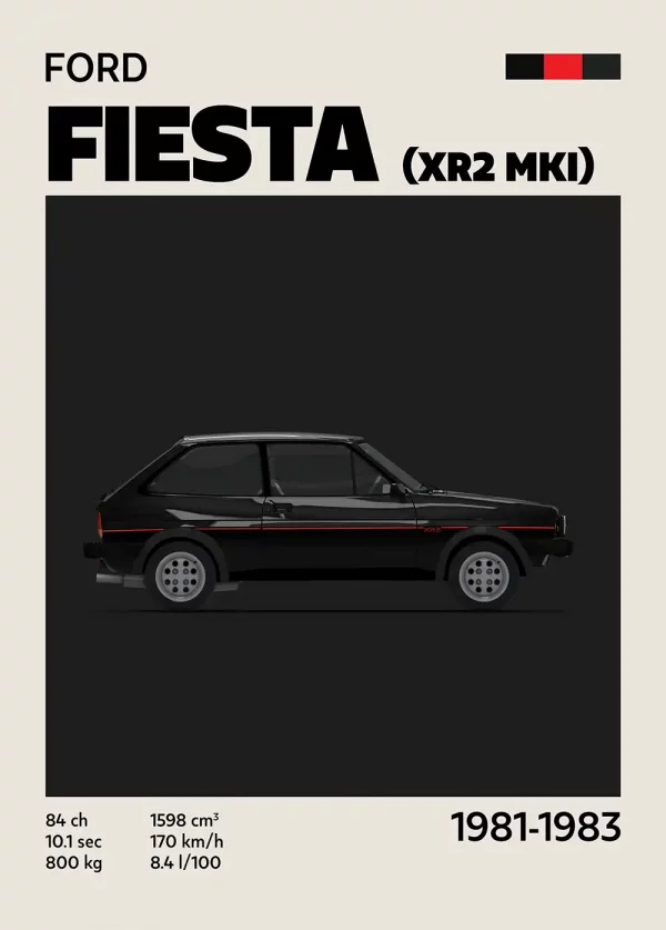 Affiche Youngtimer – Fiesta XR2 MKI noire