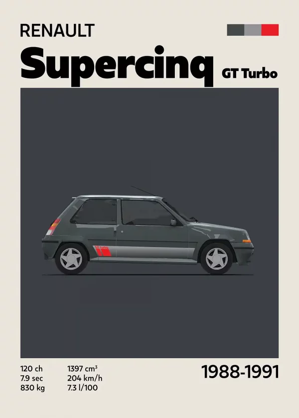Affiche Youngtimer – Supercinq GT Turbo