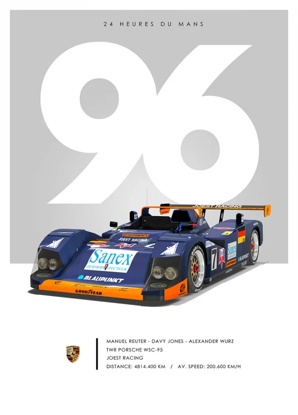 Affiche 24h Le Mans 1996 - TWR Porsche WSC-95