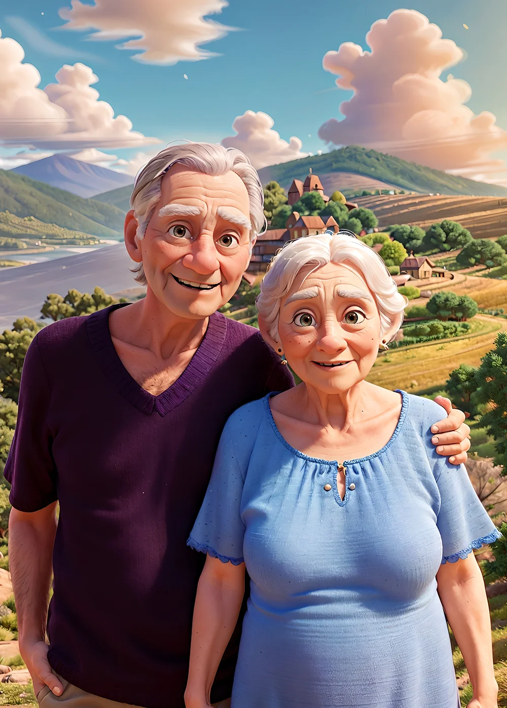 Portrait personnalisé Disney - Couple décor nature