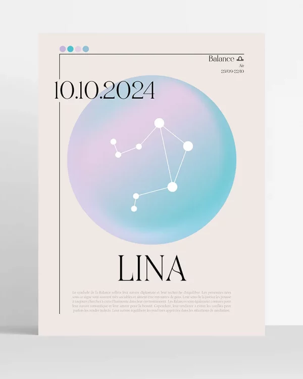 Poster Astro Balance minimaliste personnalisé