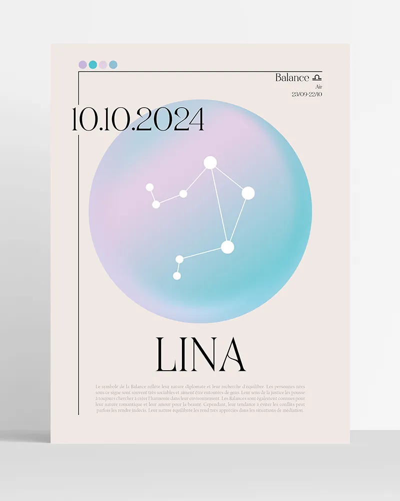 poster astro balance minimaliste personnalisé