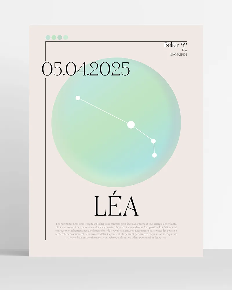 poster astro belier minimaliste personnalisé