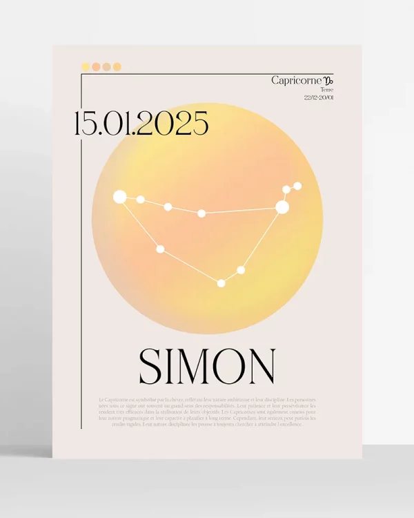 Poster Astro Capricorne minimaliste personnalisé