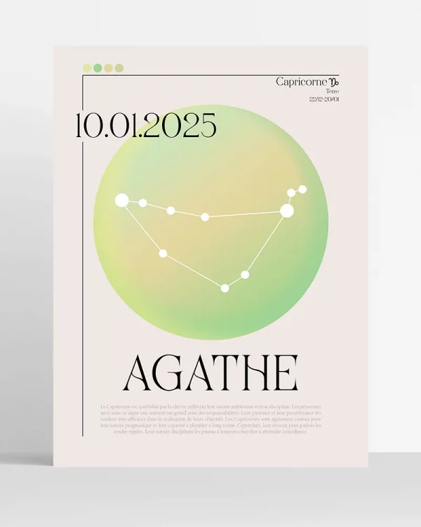 Poster Astro Capricorne minimaliste personnalisé