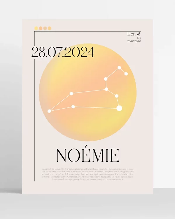Poster Astro Lion minimaliste personnalisé