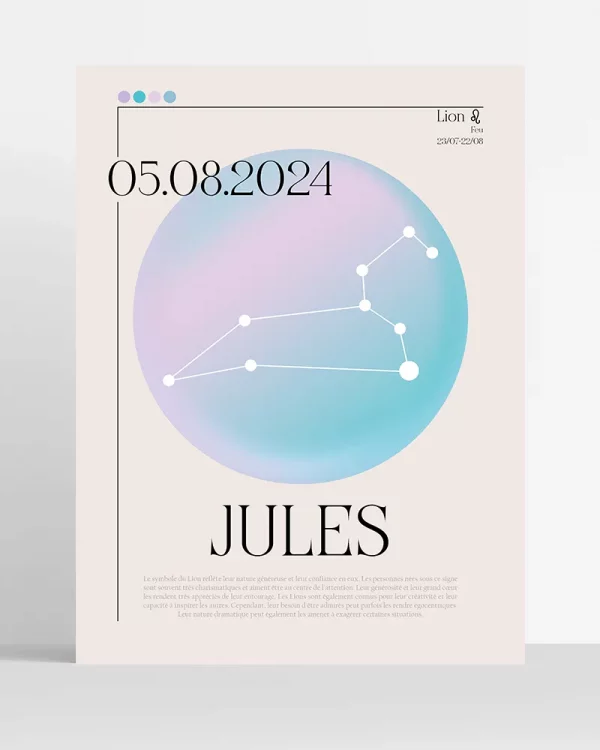 Poster Astro Lion minimaliste personnalisé