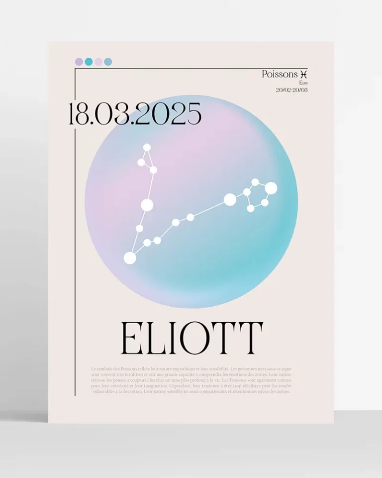 poster astro poissons minimaliste personnalisé