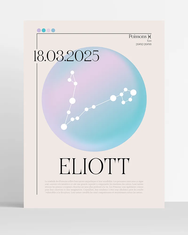 poster astro poissons minimaliste personnalisé