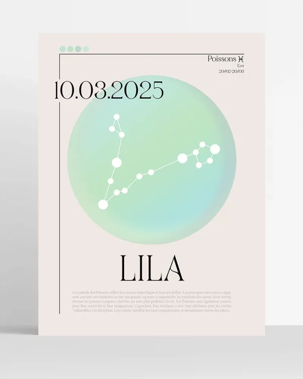Poster Astro Poissons minimaliste personnalisé
