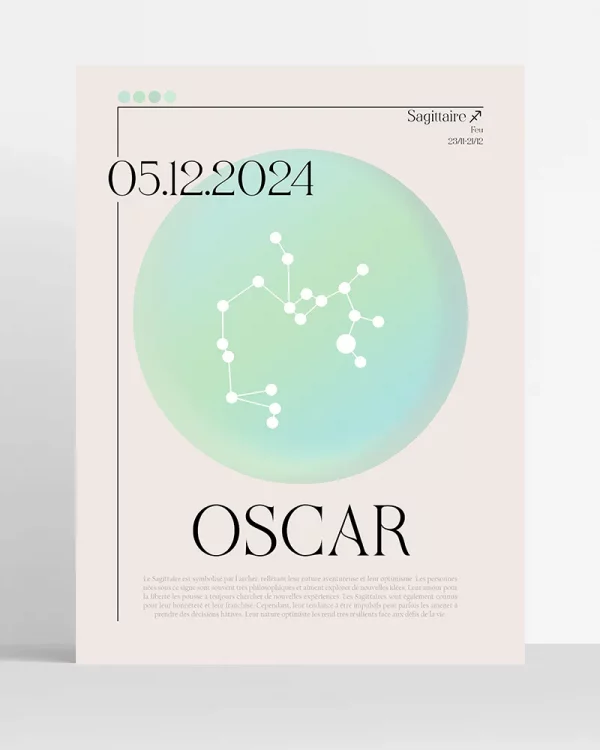 Poster Astro Sagittaire minimaliste personnalisé