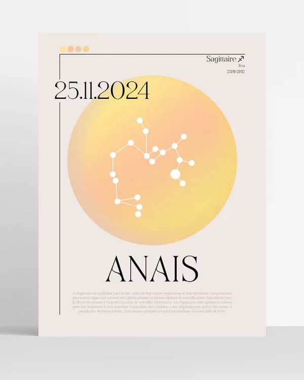 Poster Astro Sagittaire minimaliste personnalisé