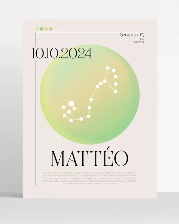Poster Astro Scorpion minimaliste personnalisé