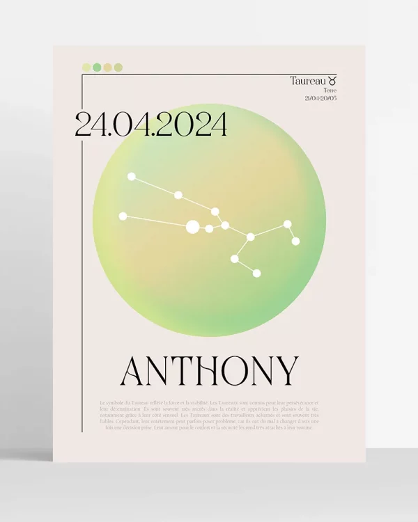 Poster Astro Taureau minimaliste personnalisé