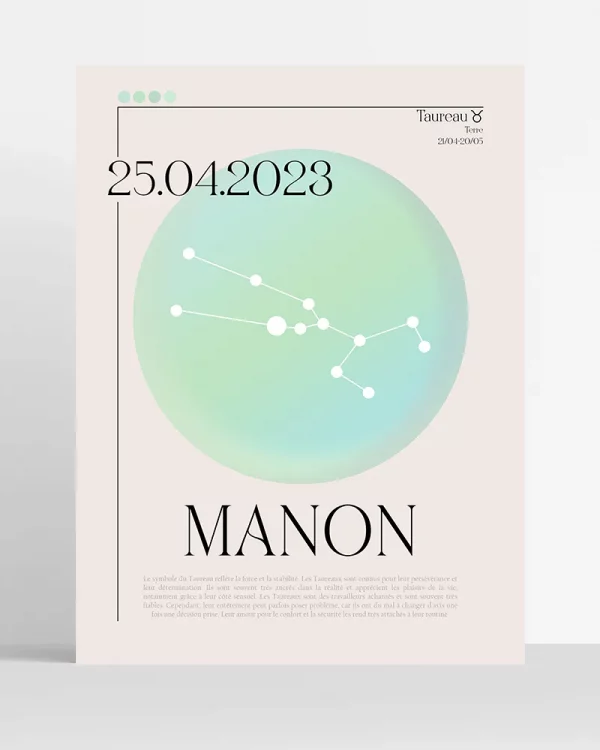 Poster Astro Taureau minimaliste personnalisé