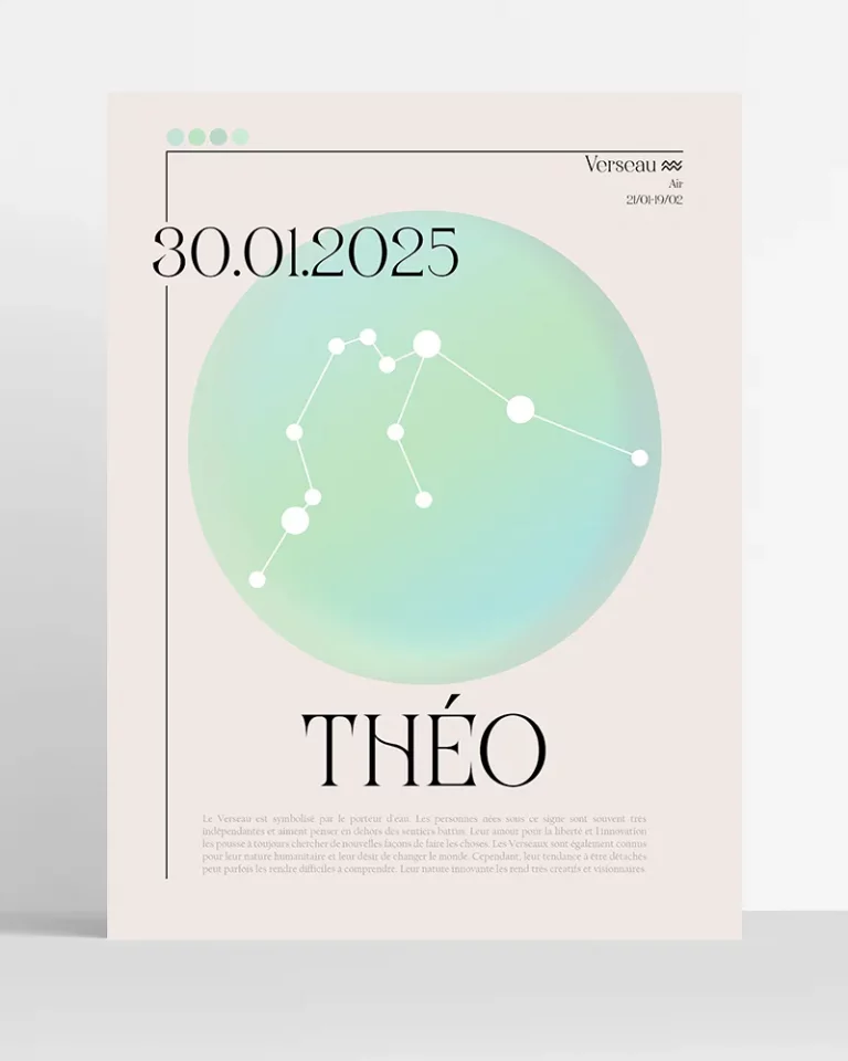 poster astro verseau minimaliste personnalisé