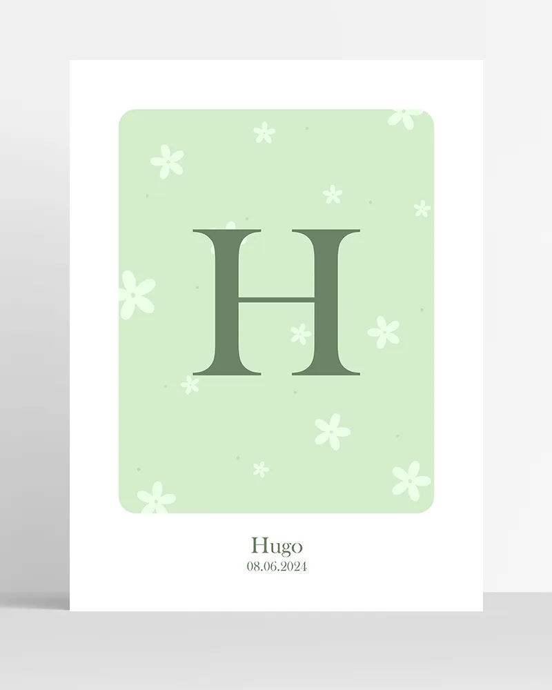 poster prénom fleur minimaliste personnalisé