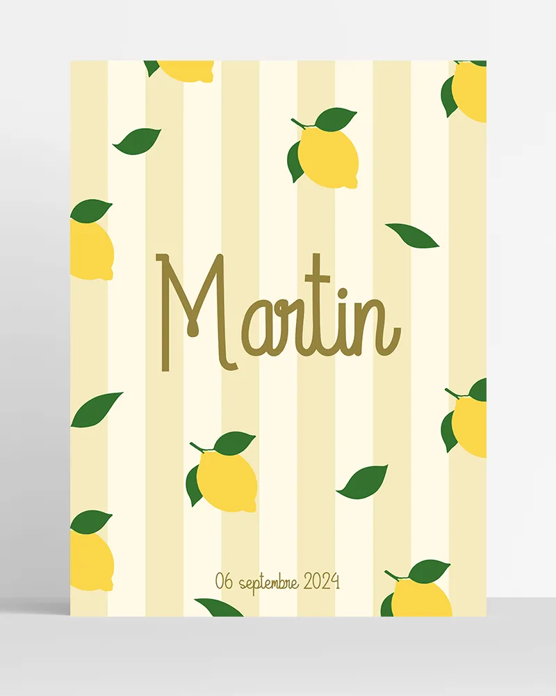 poster prenom fruit personnalise citron