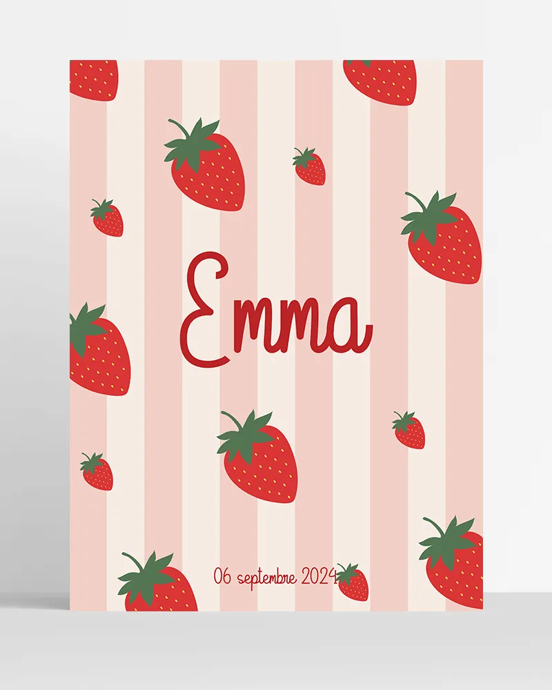 poster prénom fruit personnalise fraise