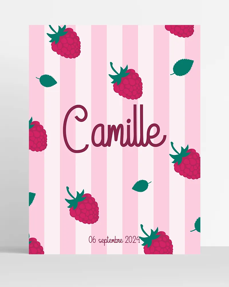 poster prenom fruit personnalise framboise