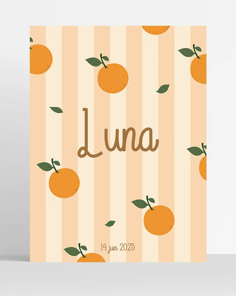 poster prenom fruit personnalise orange