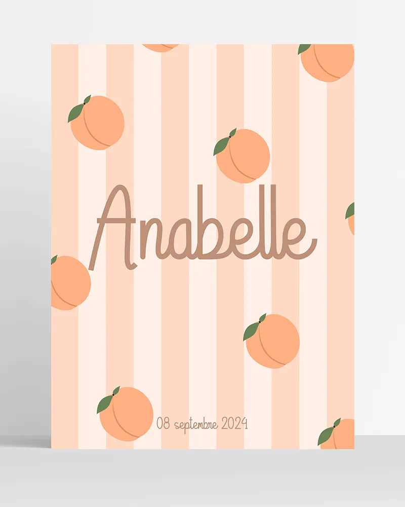 poster prénom fruit personnalise pèche