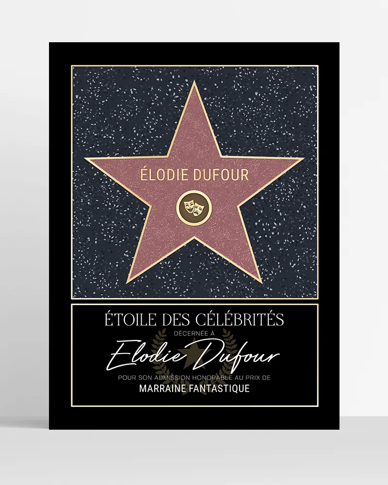 Poster étoile hollywood boulevard personnalisé